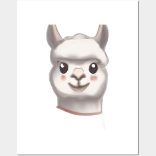 Cute Llama Drawing Posters and Art